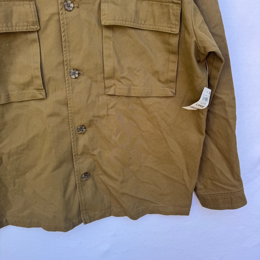 Mode of One Mens Relaxed Fit Utility Shirt Jacket Army Brown Cotton Large NEW - Picture 8 of 13